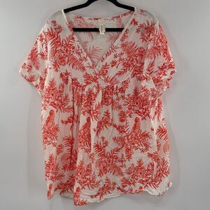 3For$20 Crepas Floral Red and White Women's Top size 1X
